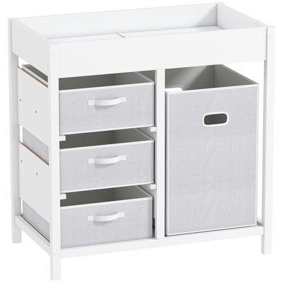 Baby Changing Unit with 4 Drawers and Padded Mat for Nursery or Bedroom, White