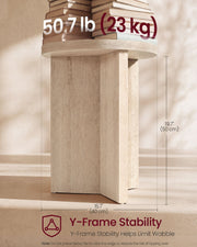 Side table dimensions diagram showing 40 cm width, 50 cm height and a 23 kg load capacity