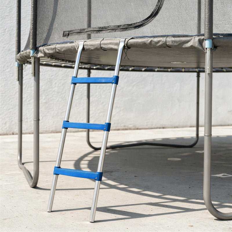 Trampoline Ladder for Safe Garden Access with Non Slip Steps and Stable Base Blue AOSOM
