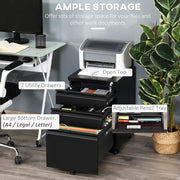 Mobile Metal Filing Cabinet with 3 Drawers and Anti Tilt Design for Home Office, Black