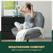 Swivel Recliner Armchair with Padded Seat for Lounge or Office Use Grey