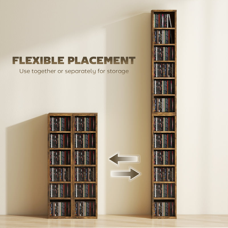 CD and Media Storage Shelves Set of 2 for Organising CDs Games and Books Rustic Brown AOSOM