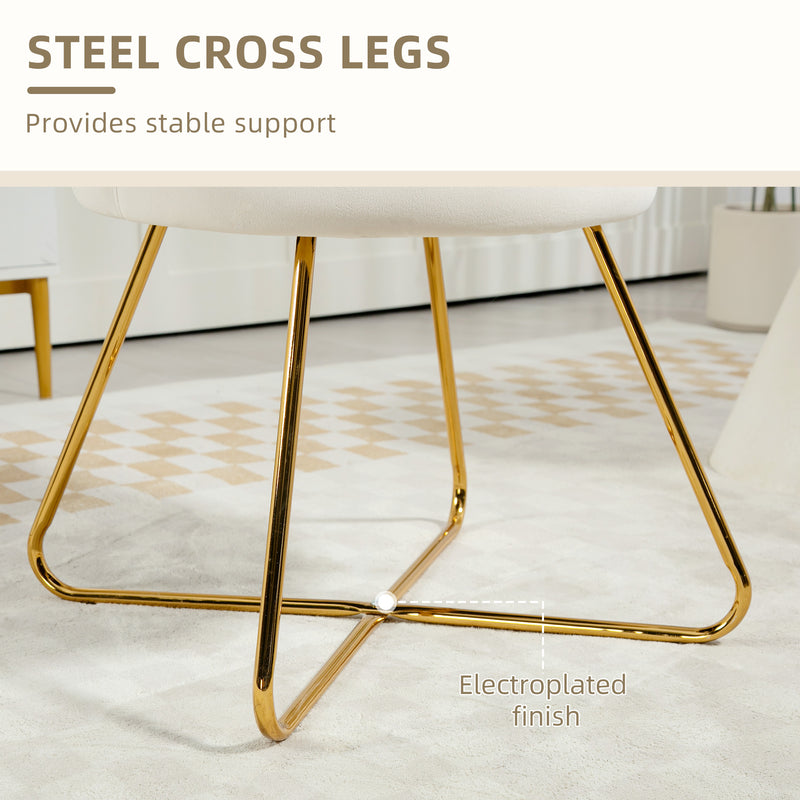 Cream Velvet Lotus Petal Accent Chair with Gold Legs Plush Upholstery and Stylish Design