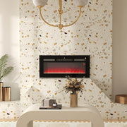 102cm Electric Wall Mounted Fireplace With Remote Control And 9 Flame Colours, Black