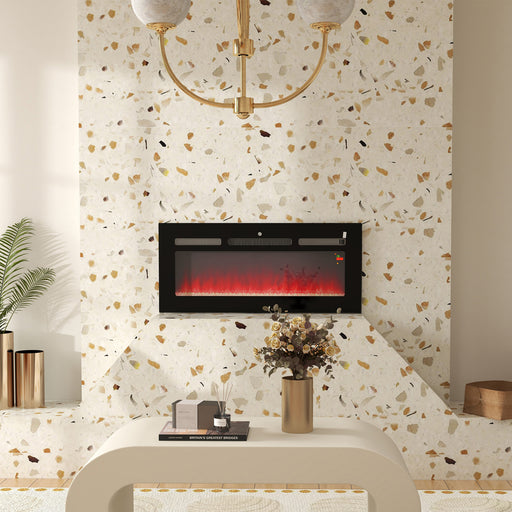 102cm Electric Wall Mounted Fireplace With Remote Control And 9 Flame Colours, Black