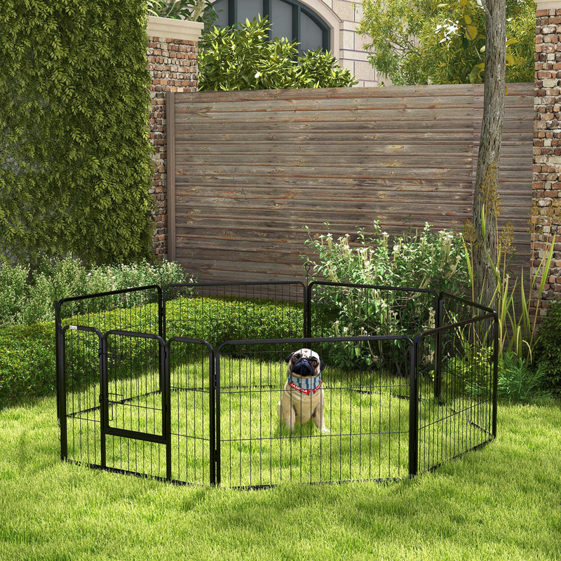 8 Panel Steel Dog Playpen Indoor Outdoor Puppy Exercise Fence Portable Black