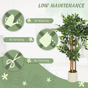 120cm Artificial Ficus Tree With Realistic Wood Trunk In Pot For Indoor Display Green