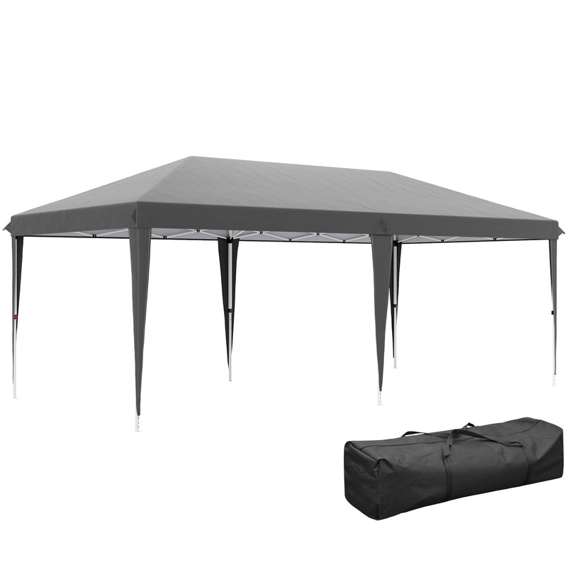 Grey 6 x 3m Pop Up Gazebo with Steel Frame Waterproof Canopy by Outsunny