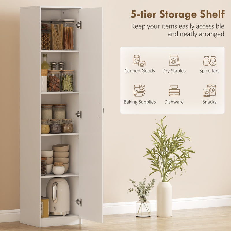 Slim Kitchen Cupboard with Adjustable Shelves for Narrow Spaces White