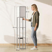 Floor Lamp with Shelves for Extra Storage and Soft Lighting in Small Living Rooms Grey White Homcom