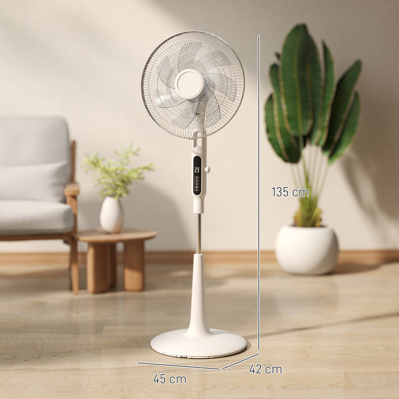Pedestal Fan with Insect Repellent Slot and Quiet Cooling for Bedrooms and Living Rooms White AOSOM