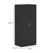 Black Double Panelled Door Wardrobe with Shelves by HOMCOM