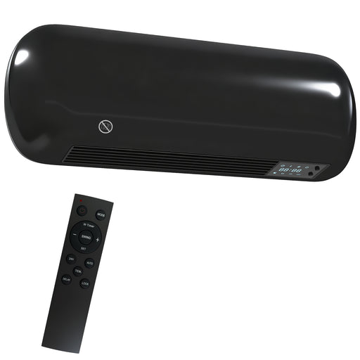 2000W Wall Mounted Ceramic Heater With Fan And Adjustable Thermostat For Home Use, Black