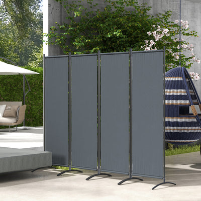 4 Panel Folding Garden Privacy Screen 1.7m Freestanding Divider for Deck Pool Hot Tub Dark Grey by Outsunny Outsunny