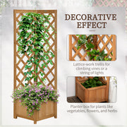 Wooden Raised Corner Garden Planter with Trellis and Drainage, Ideal For Small Spaces Outsunny