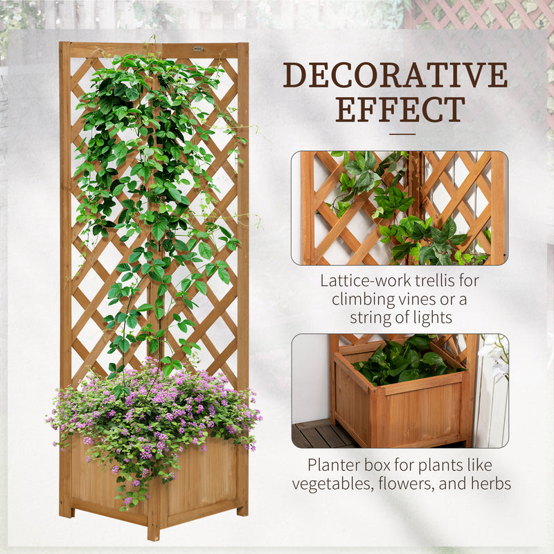 Wooden Raised Corner Garden Planter with Trellis and Drainage, Ideal For Small Spaces Outsunny