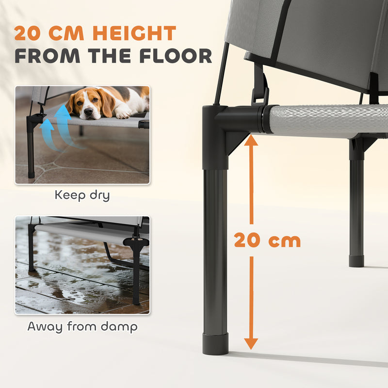 Portable Elevated Dog Bed with Canopy Cooling Raised Pet Cot for Medium to Large Dogs