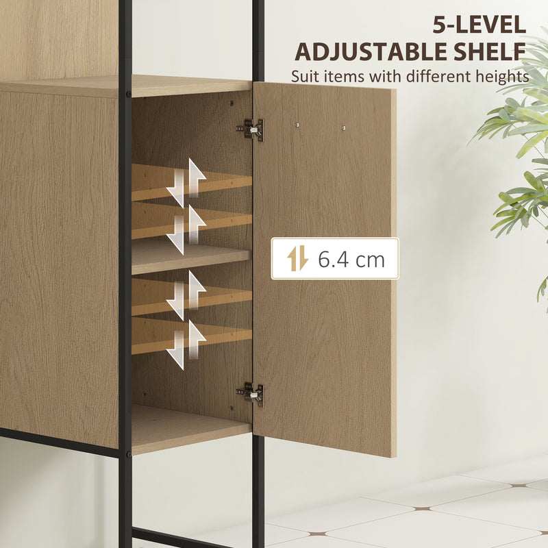 Tall Wooden Bathroom Cabinet with Open Storage and Adjustable Shelf for Organised Spaces