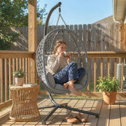 Hanging Egg Chair with Stand, Cushion & Headrest For Garden, Patio & Balcony Outsunny