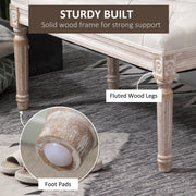 Fluted wooden bench legs with an inset showing the foot pad