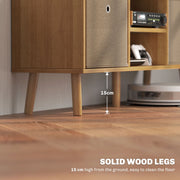 Close-up of the solid wood legs giving 15 cm clearance above the floor