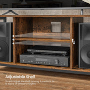 Adjustable middle shelf between two speakers with its 3 height positions marked