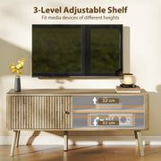Close-up of the open shelf adjusted 3.2cm up or down to fit media devices of different heights
