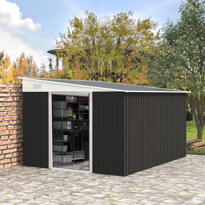 Corrugated Metal Garden Storage Shed Weatherproof Black 3.3 x 2.68m by Outsunny