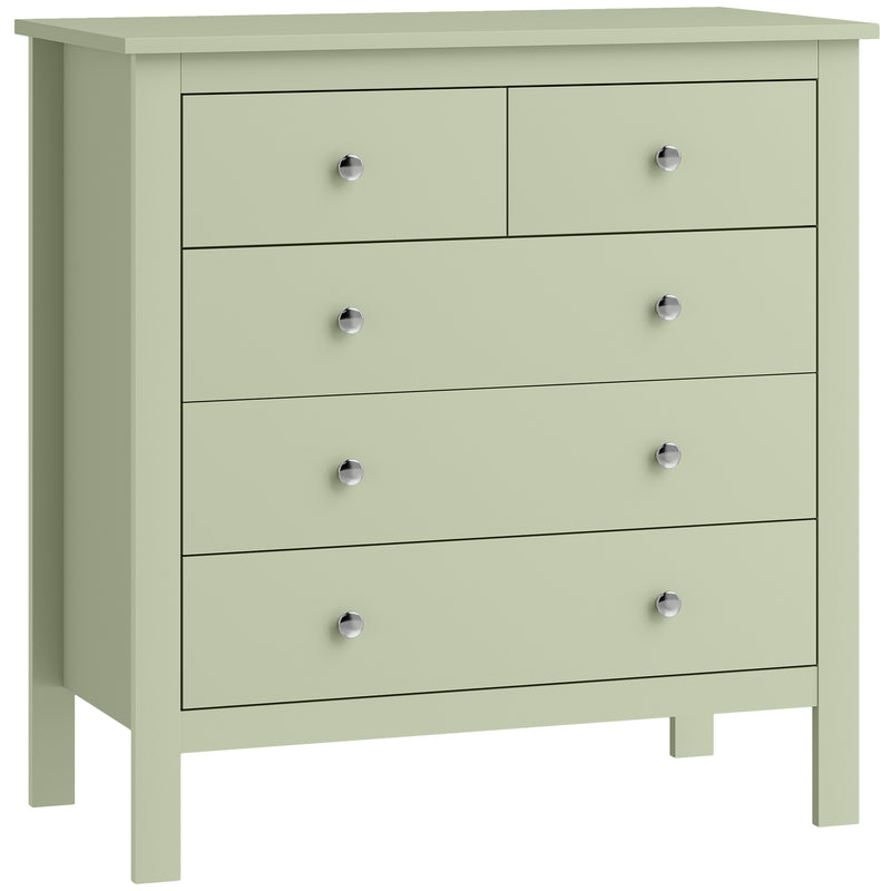 Chest of Drawers with 5 Wide Storage Drawers for Organising Bedroom Clothes Sage Green
