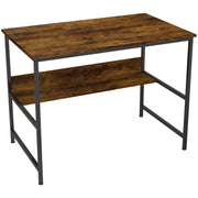 Rustic Brown 2 Tier Computer Desk 100 x 60 cm with Storage Shelf