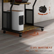 Computer Desk with Sliding Keyboard Tray and Shelves for Home Office Storage Brown Black