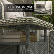 Five Piece Reclining Rattan Garden Chair Set in Charcoal Grey with Cushions by Outsunny