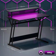 Dimension diagram showing the desk at 100 cm wide, 60 cm deep and 88.5 cm tall