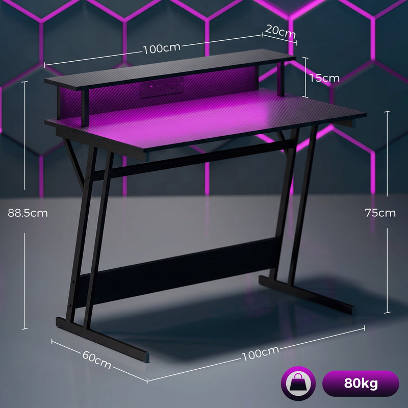 Dimension diagram showing the desk at 100 cm wide, 60 cm deep and 88.5 cm tall