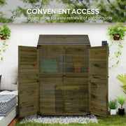 Convenient access panel showing both doors swung fully open against a white garden wall