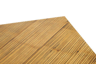Close-up of the fine natural bamboo grain on the tabletop