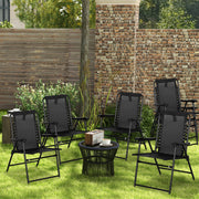 6 Piece Folding Garden Chair Set Black Steel Frame for Camping Beach or Patio Use