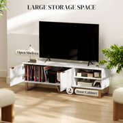 White Marble Effect TV Stand for up to 70 Inch TVs With Shelves and Storage by HOMCOM