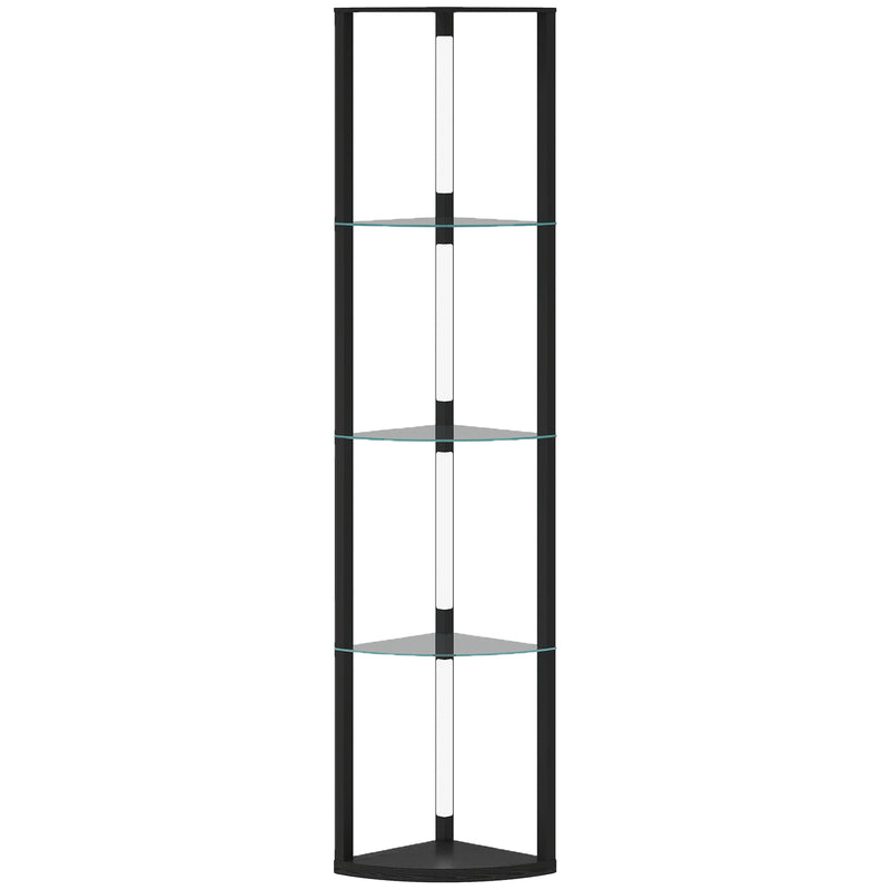 LED Floor Lamp With Shelves And Foot Switch For Living Room Or Bedroom, Black