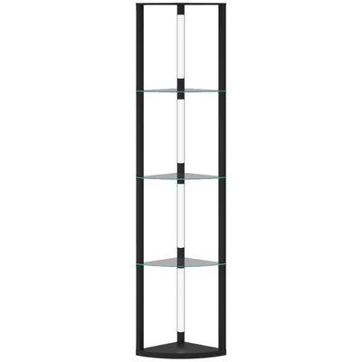 LED Floor Lamp With Shelves And Foot Switch For Living Room Or Bedroom, Black