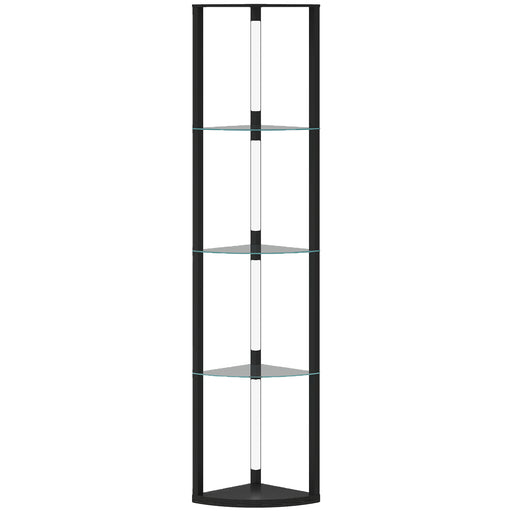 LED Floor Lamp With Shelves And Foot Switch For Living Room Or Bedroom, Black