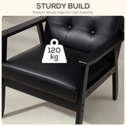 Black Retro Style Accent Chair with Faux Leather Seat Ideal for Living Room or Office