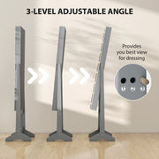 Freestanding Jewellery Cabinet With LED Lights And Full Length Mirror Storage Grey