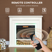 Electric Fireplace Heater with LED Flame Effect and Remote Control for Living Room, White