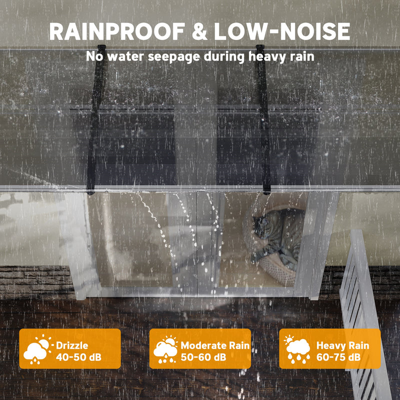 Wall Mounted Front Door Porch Canopy Rain Shelter With Durable PC Roof 303 x 96cm Clear