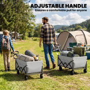 Folding Camping Trolley for Easy Gear Transport with Adjustable Handle Black Grey Outsunny