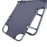 Grey 2 Seater Folding Sun Lounger Set With Reclining Backrest For Garden Relaxation
