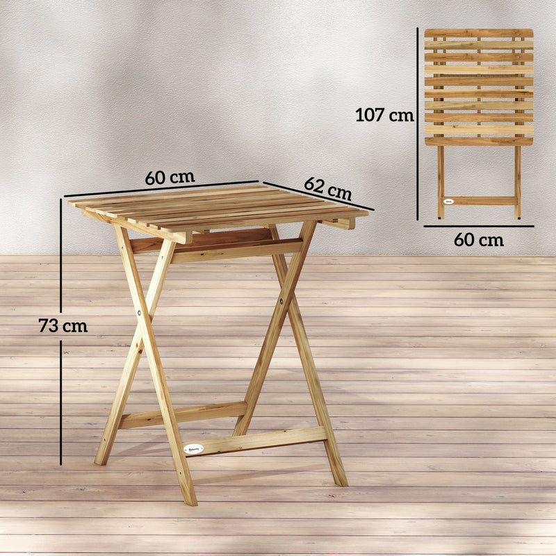 Small Folding Garden Table for Easy Outdoor Dining and Entertaining, Natural Acacia Wood Outsunny