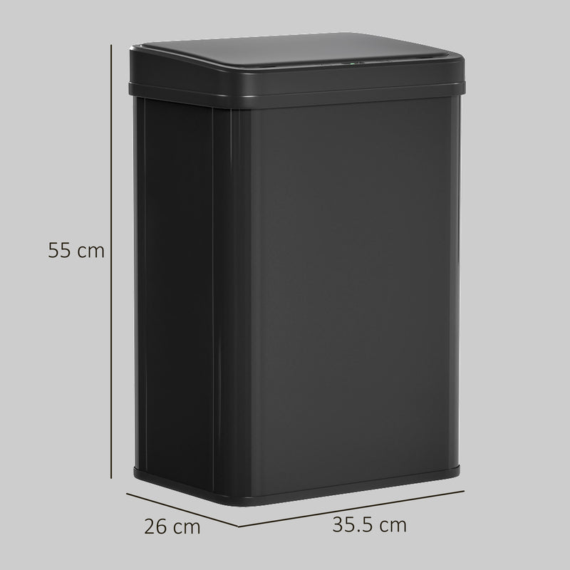 Sensor Kitchen Bin 40L Touch Free Motion Sensor Lid for Hygienic Waste Disposal Black Homcom