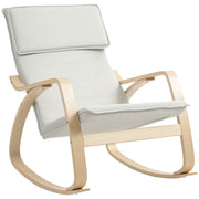 Cream White Upholstered Rocking Chair with High Back and Headrest for Living Room by HOMCOM